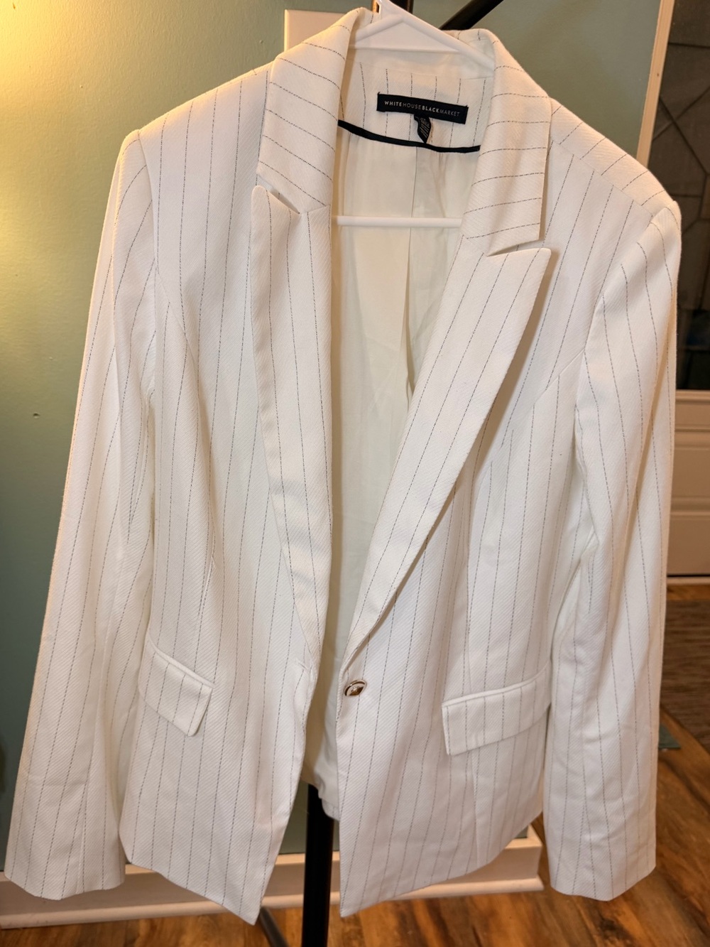 White House Black Market White Pinstripe Blazer
